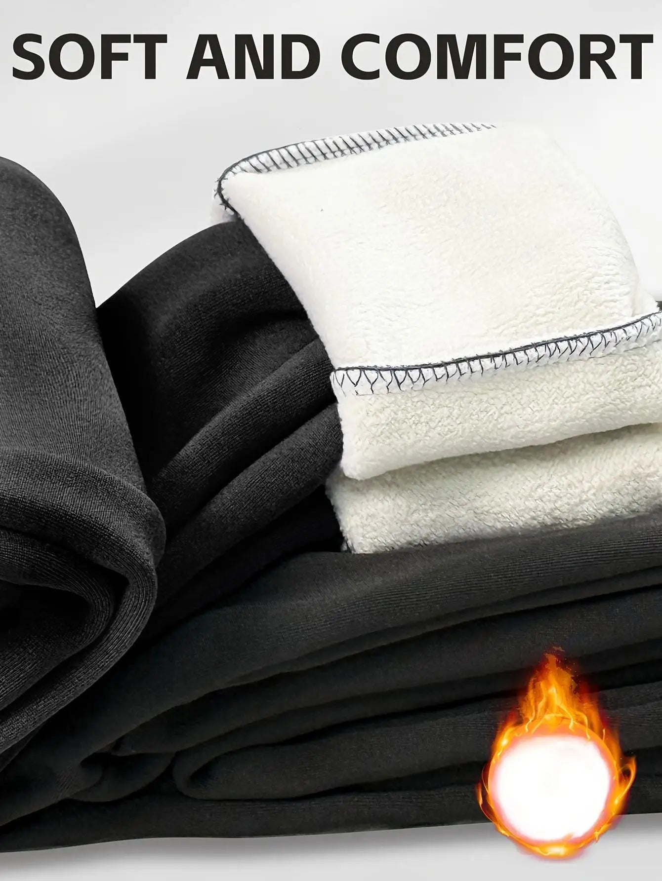 2pcs Women's High-Waisted Fleece Pants Set - Thickened Winter Leggings with Pockets, Full-Length Trousers Machine Washable