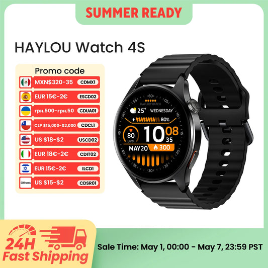 HAYLOU Watch 4S GPS Smartwatch 1.43” HD AMOLED Display 5 Satellite GPS Positioning 120+ Workout Modes Sport Fitness Smart Watch