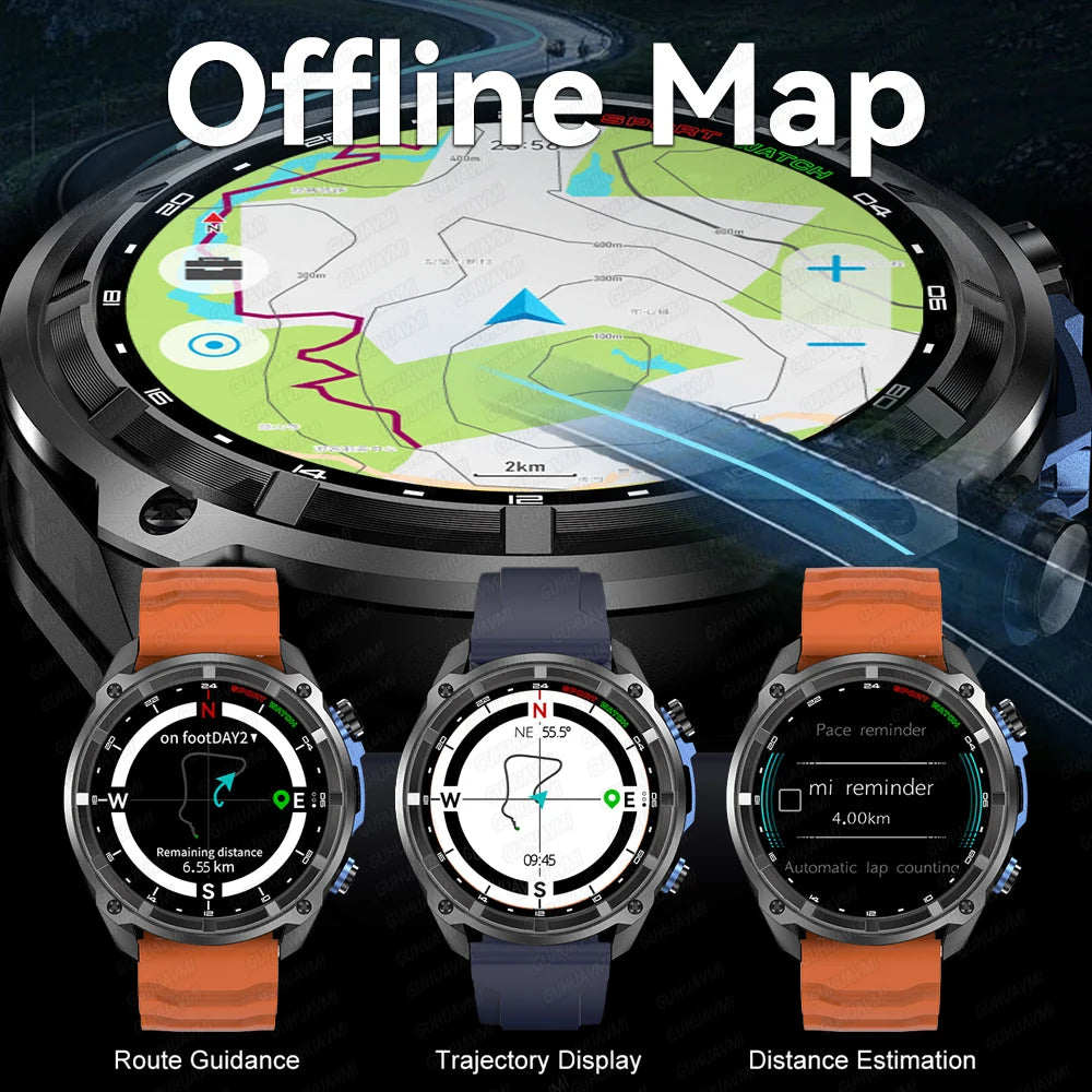 New Offline Map Built-in GPS Smart Watches Sports 5ATM 30M Waterproof 4GB Memory Bluetooth Call Swim Smart Bracelet For Man 2025