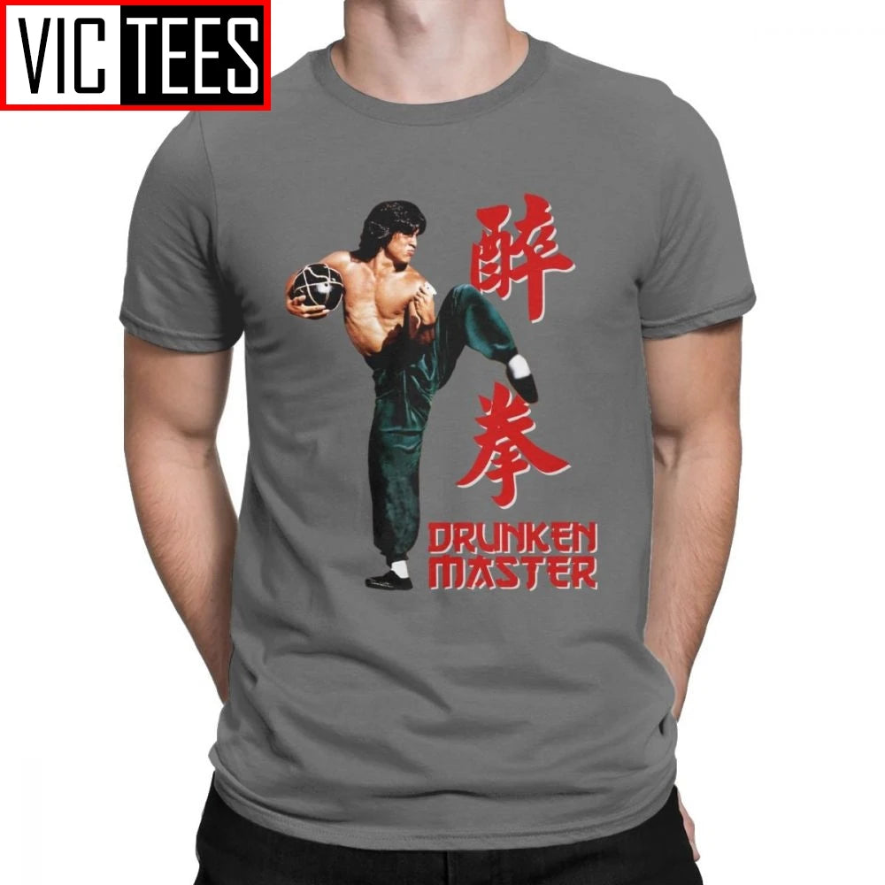 Jackie Chan Drunken Master T-Shirts Men Pure Cotton T Shirt Movie Chinese Dragon China Kung Fu Fight Tees New