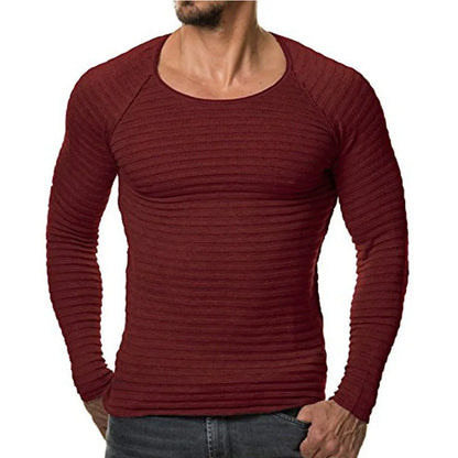 Mens Sweaters 2025 Spring Autumn New Knitted Sweater Men Long Sleeve Striped Sweaters Solid Slim Fit Men Pullover Sueter Hombre