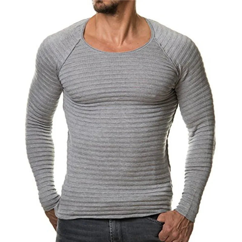 Mens Sweaters 2025 Spring Autumn New Knitted Sweater Men Long Sleeve Striped Sweaters Solid Slim Fit Men Pullover Sueter Hombre