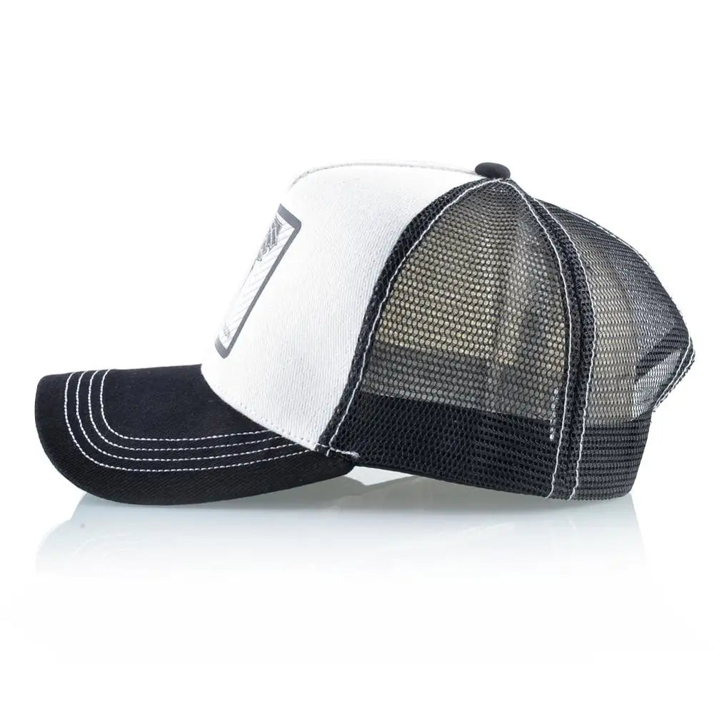 Men's Baseball Cap Fashion Snapback Hat With Dragon Patch Casual Cotton Dad Hats Breathable Mesh Trucker Caps Men Hip Hop Bones