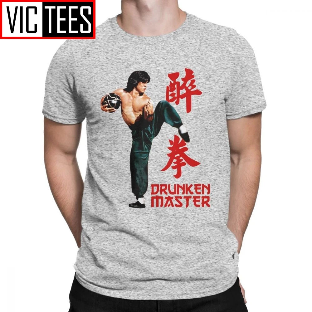 Jackie Chan Drunken Master T-Shirts Men Pure Cotton T Shirt Movie Chinese Dragon China Kung Fu Fight Tees New
