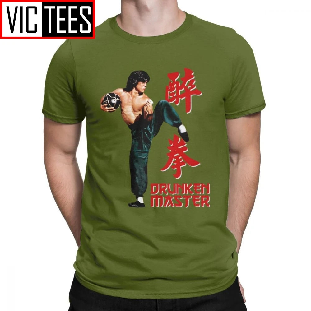 Jackie Chan Drunken Master T-Shirts Men Pure Cotton T Shirt Movie Chinese Dragon China Kung Fu Fight Tees New