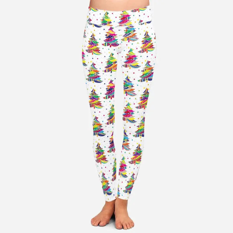 LETSFIND New Arrival Winter Woman Christmas Series Printing Leggings Fashion Elegant High Waist Woman Fitness Warm Leggings