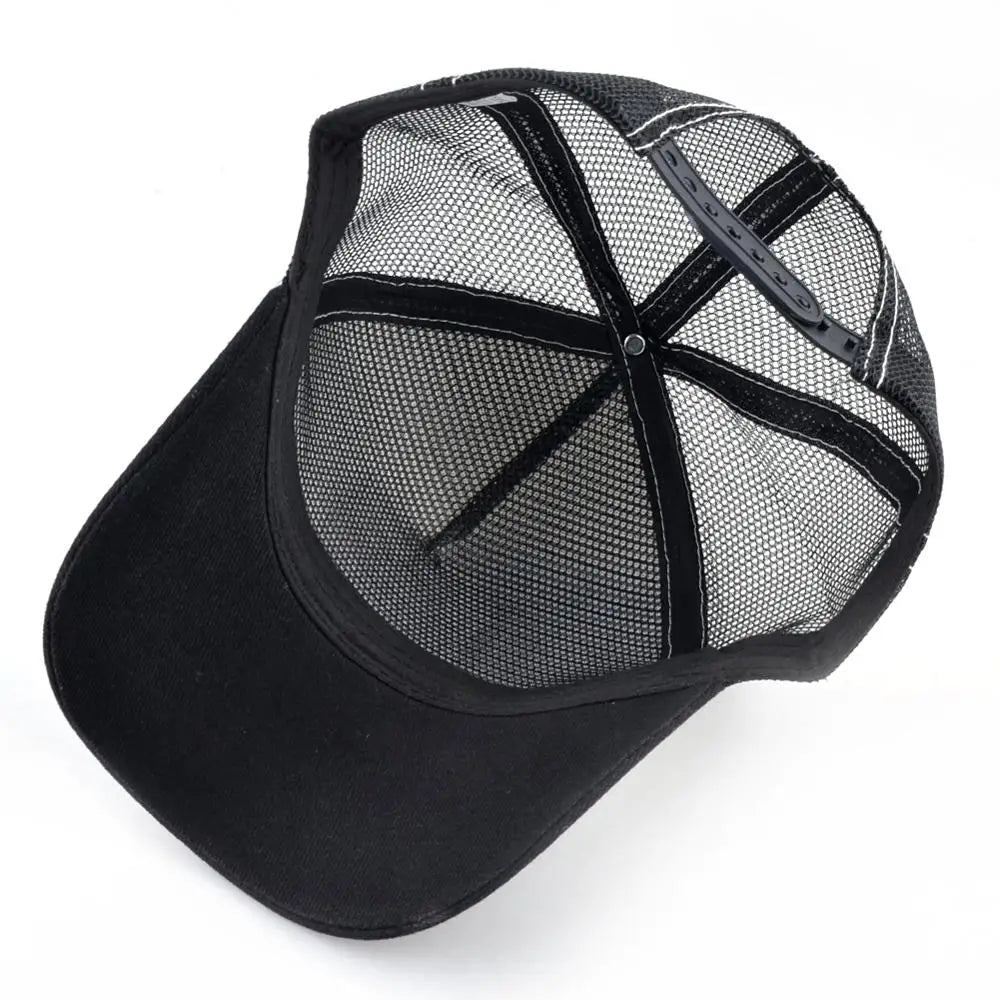 Men's Baseball Cap Fashion Snapback Hat With Dragon Patch Casual Cotton Dad Hats Breathable Mesh Trucker Caps Men Hip Hop Bones