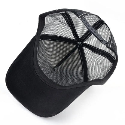 Men's Baseball Cap Fashion Snapback Hat With Dragon Patch Casual Cotton Dad Hats Breathable Mesh Trucker Caps Men Hip Hop Bones
