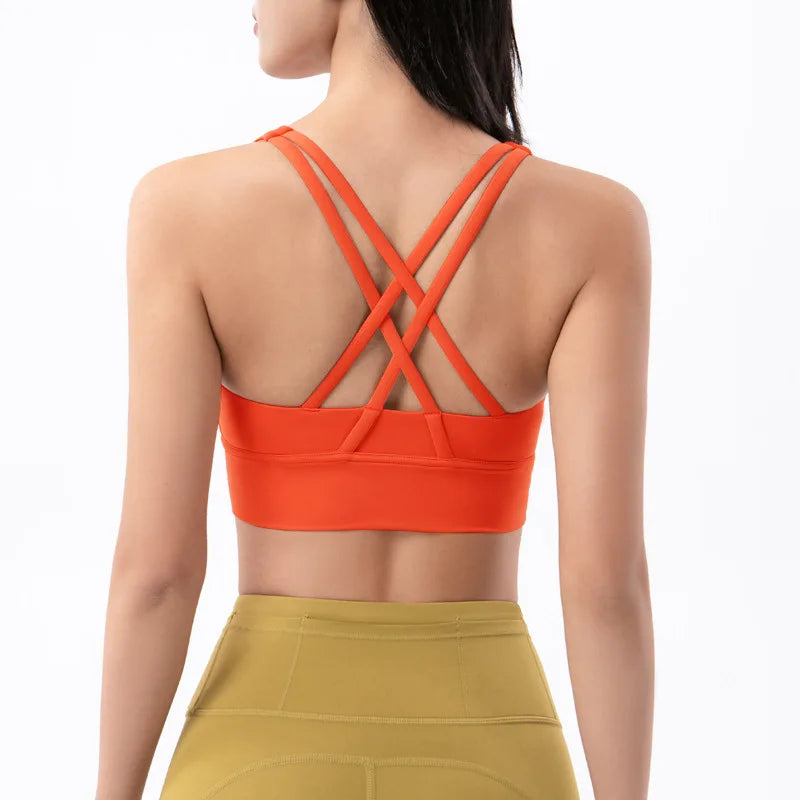 TRY TO BN Women Bra Yoga Sports Bralette Nylon Breathable Fitness Top Underwear Cross Sexy Back  Anti-Shake Gym Female Bras