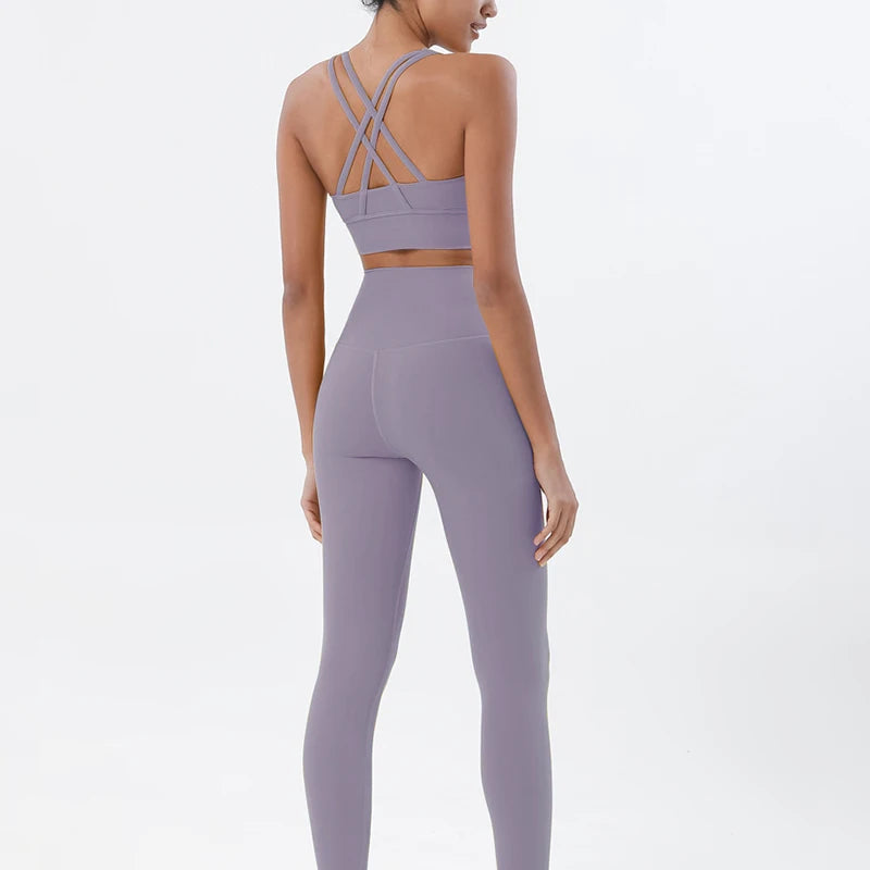 TRY TO BN Yoga Set Fitness Sports Bra Naked Leggings Women's Tracksuit Sportwear Breathable Workout Two Pieces Suit Gym Clothing