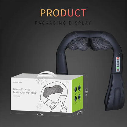 U Shape Electric Shiatsu Back Neck Shoulder Body Massager 4D Kneading Massage EU/Flat Plug Car Home Dual Use 16 Balls Relaxation