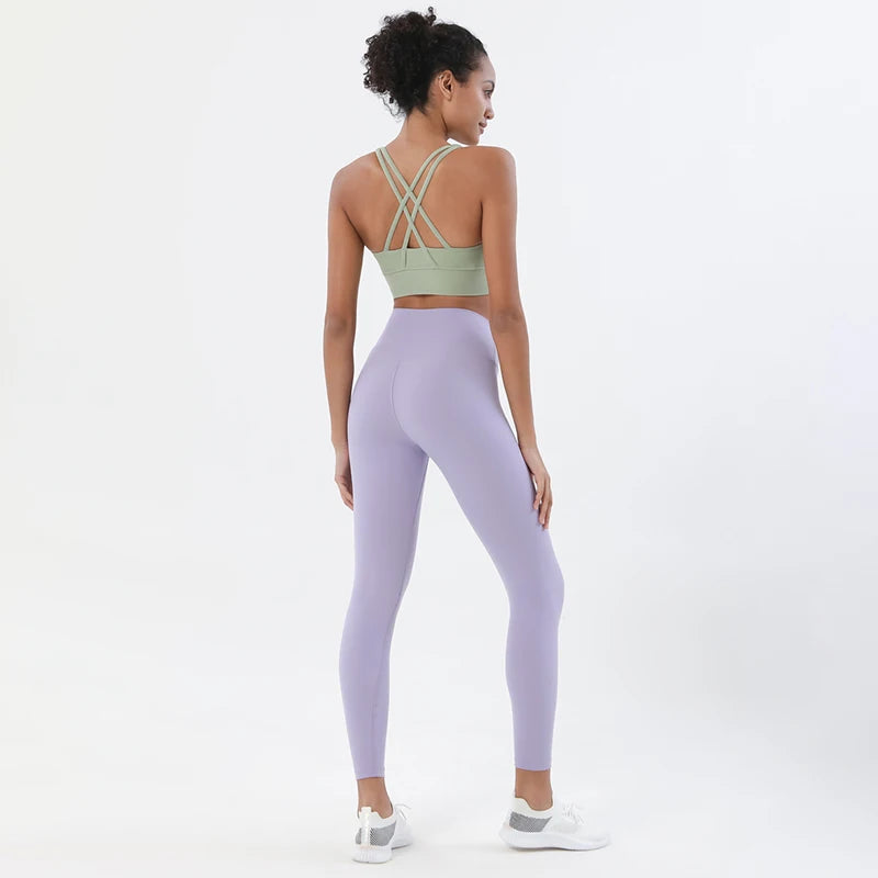 TRY TO BN Yoga Set Fitness Sports Bra Naked Leggings Women's Tracksuit Sportwear Breathable Workout Two Pieces Suit Gym Clothing
