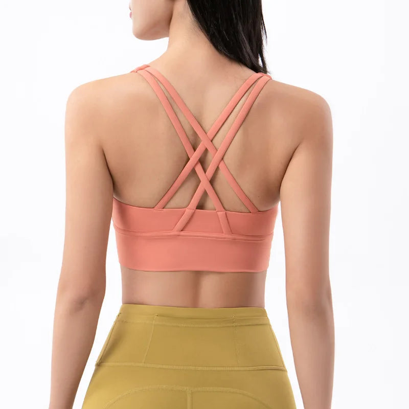TRY TO BN Women Bra Yoga Sports Bralette Nylon Breathable Fitness Top Underwear Cross Sexy Back  Anti-Shake Gym Female Bras