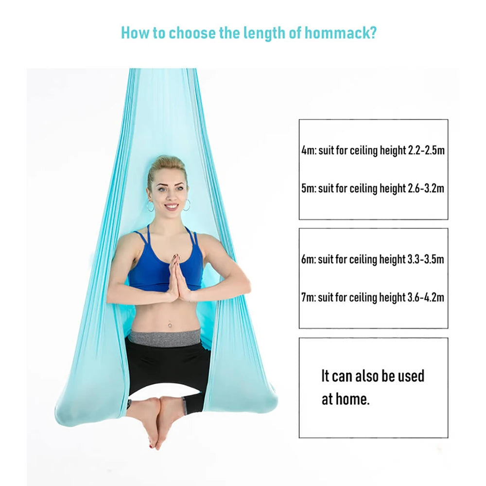 20 Color Aerial Yoga Hammock 4/5/6/7*2.8M Yoga Flying Swing for Anti-gravity Yoga Inversions Yoga Sling