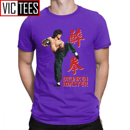 Jackie Chan Drunken Master T-Shirts Men Pure Cotton T Shirt Movie Chinese Dragon China Kung Fu Fight Tees New
