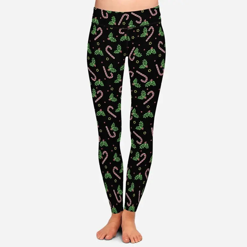 LETSFIND New Arrival Winter Woman Christmas Series Printing Leggings Fashion Elegant High Waist Woman Fitness Warm Leggings