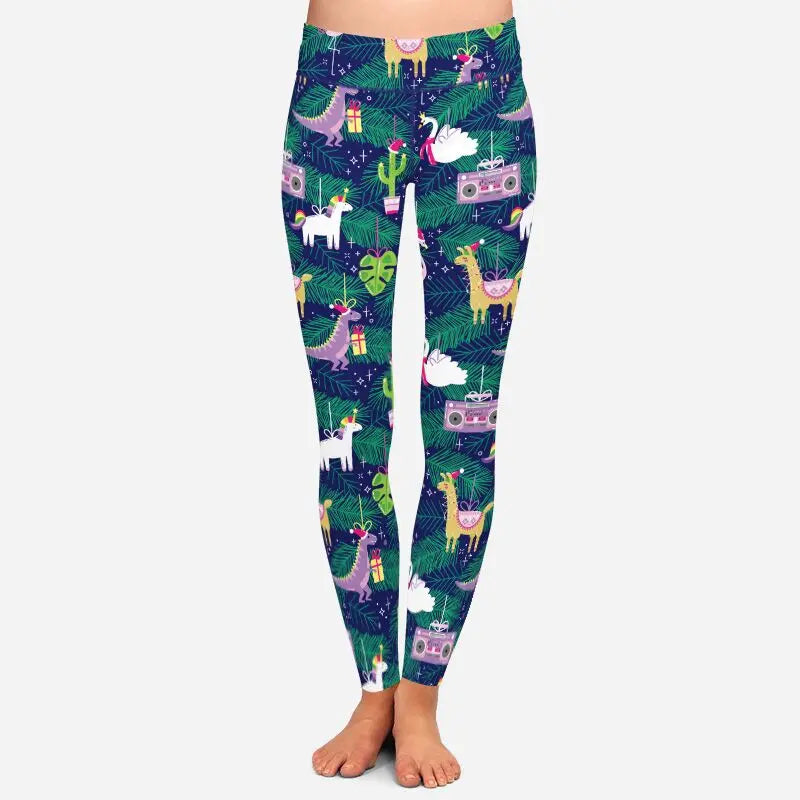 LETSFIND New Arrival Winter Woman Christmas Series Printing Leggings Fashion Elegant High Waist Woman Fitness Warm Leggings