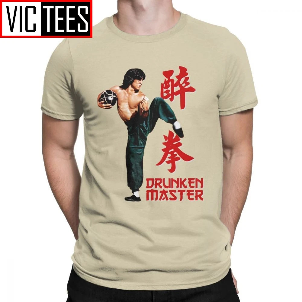 Jackie Chan Drunken Master T-Shirts Men Pure Cotton T Shirt Movie Chinese Dragon China Kung Fu Fight Tees New