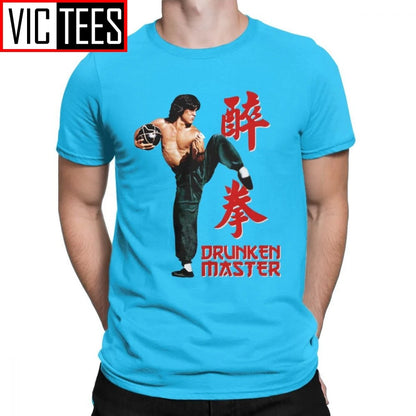 Jackie Chan Drunken Master T-Shirts Men Pure Cotton T Shirt Movie Chinese Dragon China Kung Fu Fight Tees New