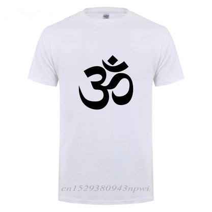 OM AUM SYMBOL  Relaxation T-Shirt For Male Men Funny Cotton Short Sleeve Streetwear JN BUDDHISM OM MANI PADME HUM T Shirt