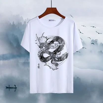 Chinese Animal Zodiac Signs 3D Printed Ink Painting T-shirt Twelve Constellations Dragon Tiger Wash Painting Tops for Adult