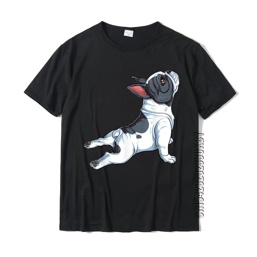 French Bulldog Yoga T Shirt Frenchie Namaste Men Funny Gift T-Shirt Casual Tshirts Tops & Tees Cotton Men Fashionable