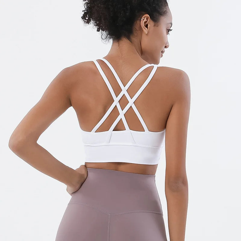 TRY TO BN Women Bra Yoga Sports Bralette Nylon Breathable Fitness Top Underwear Cross Sexy Back  Anti-Shake Gym Female Bras