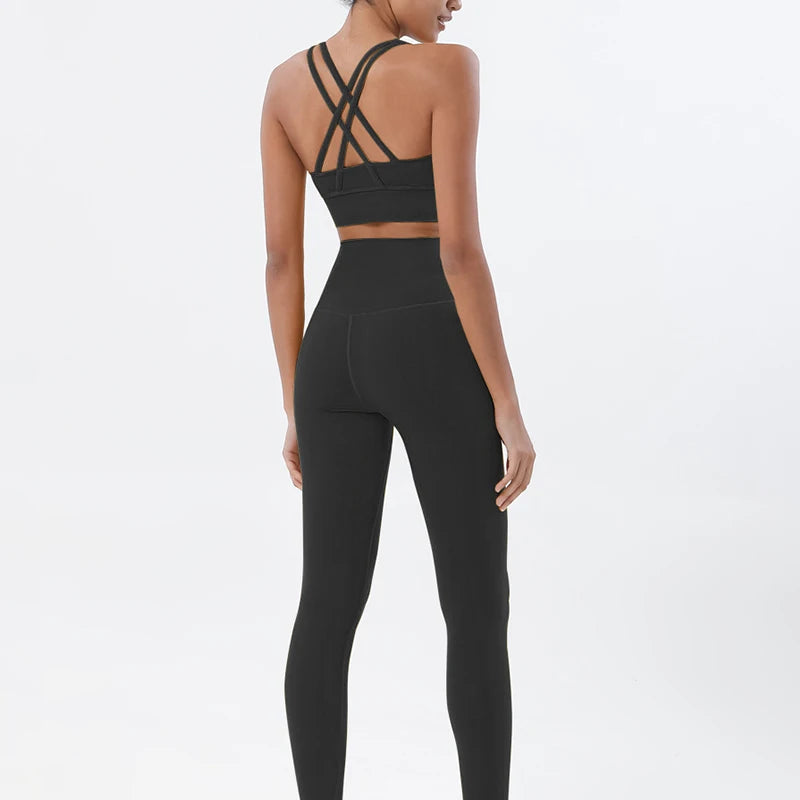 TRY TO BN Yoga Set Fitness Sports Bra Naked Leggings Women's Tracksuit Sportwear Breathable Workout Two Pieces Suit Gym Clothing