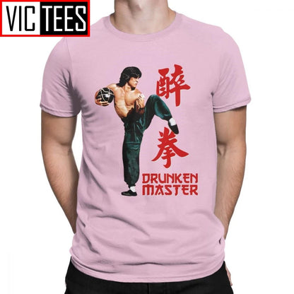 Jackie Chan Drunken Master T-Shirts Men Pure Cotton T Shirt Movie Chinese Dragon China Kung Fu Fight Tees New