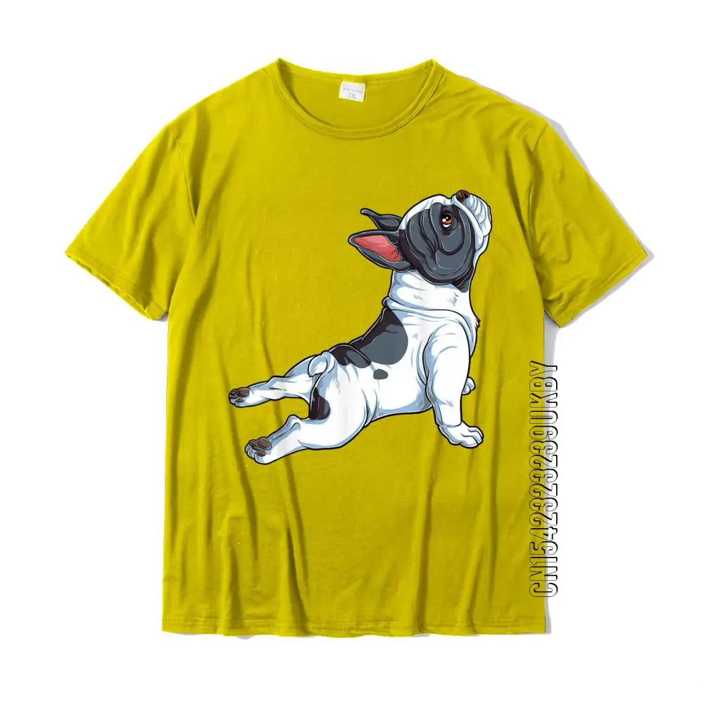 French Bulldog Yoga T Shirt Frenchie Namaste Men Funny Gift T-Shirt Casual Tshirts Tops & Tees Cotton Men Fashionable