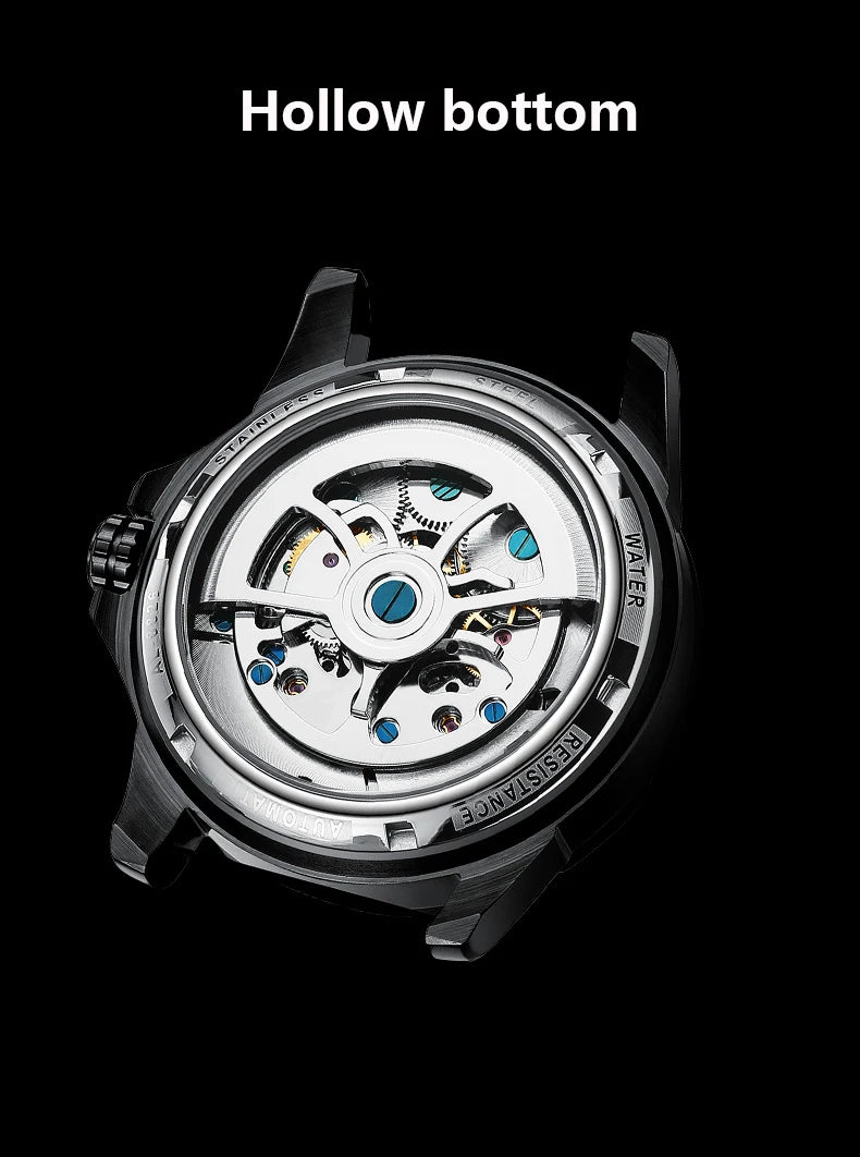 AILANG 2020 new men's watch double tourbillon watch automatic hollow machine watch silicone belt section men's luminous waterpro