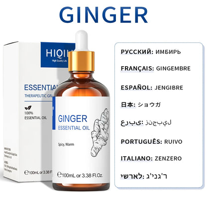 HIQILI 100ML Lavender Jasmine Rose Vanilla Mint  Eucalyptus Lemon Essential Oils for Diffuser, Humidifier, Massage, Skin, Hair