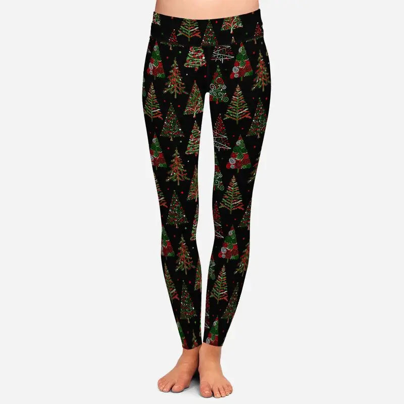 LETSFIND New Arrival Winter Woman Christmas Series Printing Leggings Fashion Elegant High Waist Woman Fitness Warm Leggings