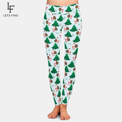 LETSFIND New Arrival Winter Woman Christmas Series Printing Leggings Fashion Elegant High Waist Woman Fitness Warm Leggings