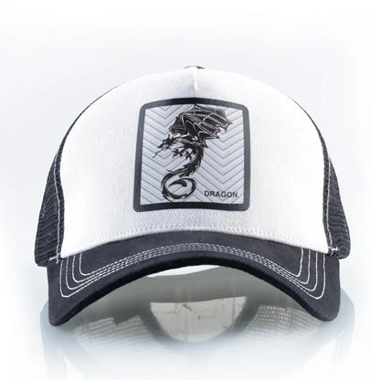Men's Baseball Cap Fashion Snapback Hat With Dragon Patch Casual Cotton Dad Hats Breathable Mesh Trucker Caps Men Hip Hop Bones