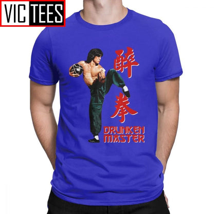 Jackie Chan Drunken Master T-Shirts Men Pure Cotton T Shirt Movie Chinese Dragon China Kung Fu Fight Tees New