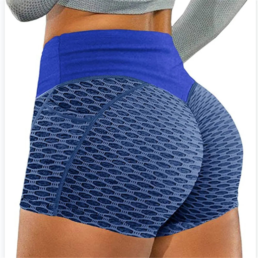 Women Seamless Short Leggings Skinny Fitness High Waist Shorts with Pocket Gym Sport Bubble Butt Push Up Female Summer Leggings