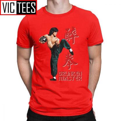 Jackie Chan Drunken Master T-Shirts Men Pure Cotton T Shirt Movie Chinese Dragon China Kung Fu Fight Tees New