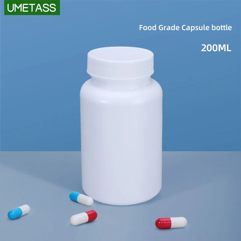 UMETASS Thicken 200ML Pill Bottle Solid Powder Medicine Pill Reagent Container for Supplements Vitamins and Medicine 20PCS/lot
