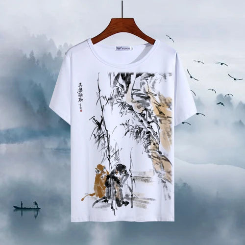 Chinese Animal Zodiac Signs 3D Printed Ink Painting T-shirt Twelve Constellations Dragon Tiger Wash Painting Tops for Adult