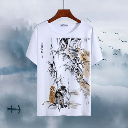 Chinese Animal Zodiac Signs 3D Printed Ink Painting T-shirt Twelve Constellations Dragon Tiger Wash Painting Tops for Adult