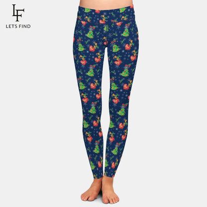 LETSFIND New Arrival Winter Woman Christmas Series Printing Leggings Fashion Elegant High Waist Woman Fitness Warm Leggings