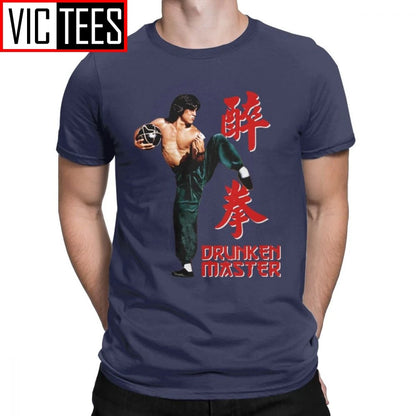 Jackie Chan Drunken Master T-Shirts Men Pure Cotton T Shirt Movie Chinese Dragon China Kung Fu Fight Tees New
