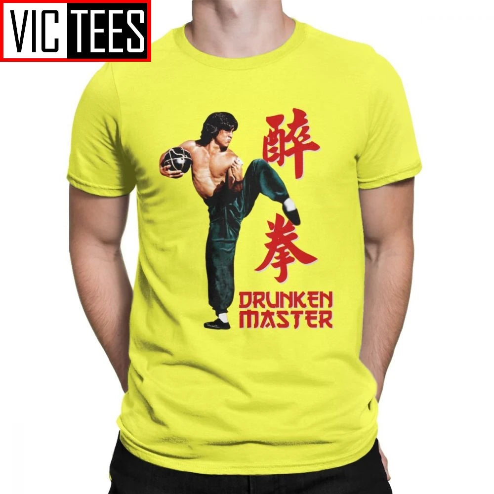Jackie Chan Drunken Master T-Shirts Men Pure Cotton T Shirt Movie Chinese Dragon China Kung Fu Fight Tees New