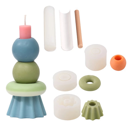Boowan Nicole Modular Silicone Candle Mold Handmade Stackable Aromatherapy Candle Mould Home Decoration Tools