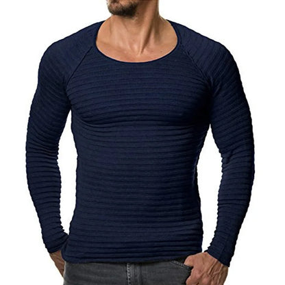 Mens Sweaters 2025 Spring Autumn New Knitted Sweater Men Long Sleeve Striped Sweaters Solid Slim Fit Men Pullover Sueter Hombre