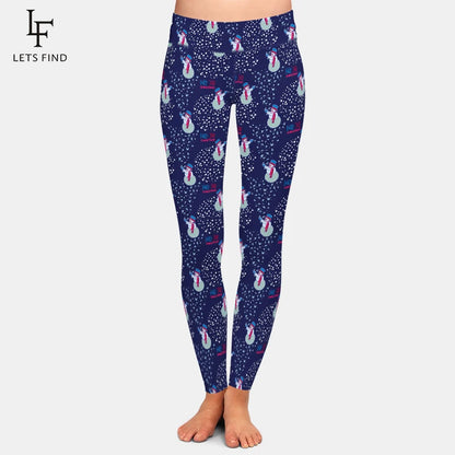 LETSFIND New Arrival Winter Woman Christmas Series Printing Leggings Fashion Elegant High Waist Woman Fitness Warm Leggings