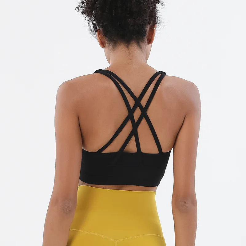 TRY TO BN Women Bra Yoga Sports Bralette Nylon Breathable Fitness Top Underwear Cross Sexy Back  Anti-Shake Gym Female Bras