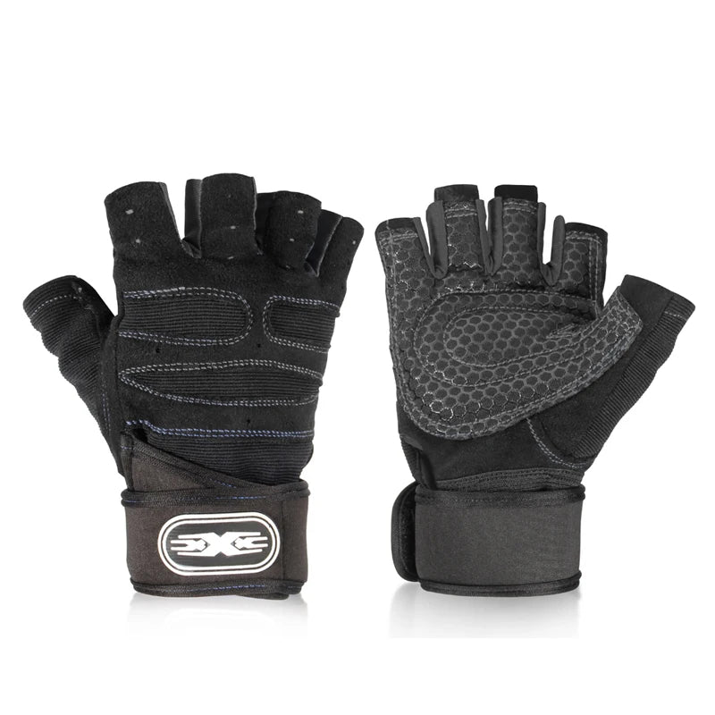 Men Women Gym Gloves Half Finger Cycling Gloves Fitness Weight Lifting Body Building Training Sports Exercise Workout Gloves