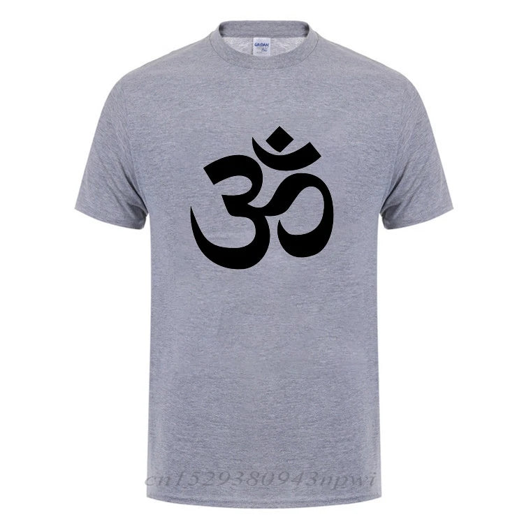 OM AUM SYMBOL  Relaxation T-Shirt For Male Men Funny Cotton Short Sleeve Streetwear JN BUDDHISM OM MANI PADME HUM T Shirt